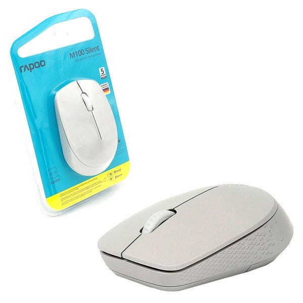Mouse Rapoo M100 Silent, Wireless 2.4 GHz, Bluetooth, 1000 DPI, Clique Silencioso, Branco - RA010 - 1