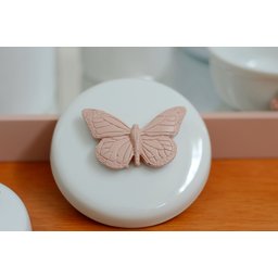 Kit Higiene Bebê Porcelana Térmica Bandeja Banho Borboleta - Rose - 2