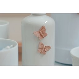 Kit Higiene Bebê Porcelana Térmica Bandeja Banho Borboleta - Rose - 3