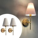 Ver imagem 2 de Kit 2 Arandelas de Parede Clássica Alumínio Interruptor com Cúpula Tecido Algodão Ref 05
