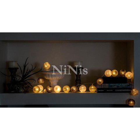 Cordão de Luz Tons de Cinza - Luminária Fio de Luz 20 Leds