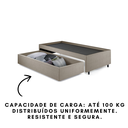 Ver mais imagens de Base Box Cama Solteiro com Gaveta Sapateira 88x188 Cm Linho