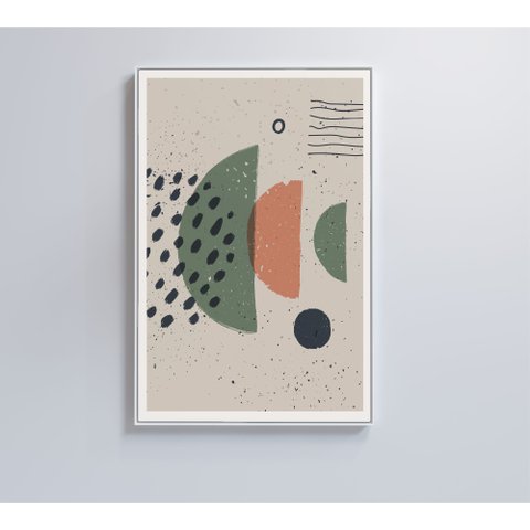 Quadro Abstrato Circulo, Linhas, Pontos e Meia Lua - 120x80 Cm - Vidro Impresso