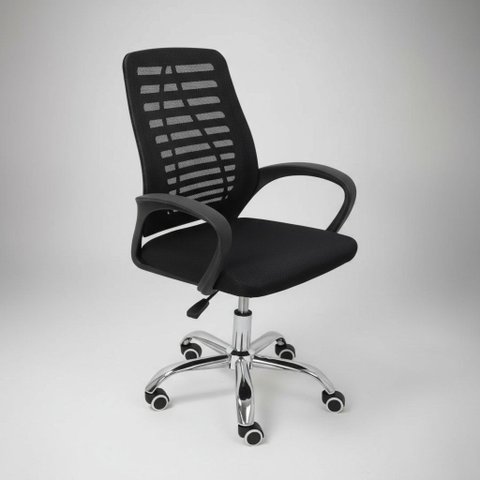 Cadeiras Escritório Atendimento Preta Base Giratória Material do Estofamento Tela Mesh Zebrada