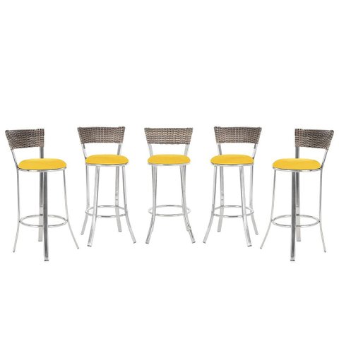 Banqueta Bistro para Bar, Cozinha, Balcão em Alumínio e Fibra Tc Zanutto 5 Unidades Capuccino