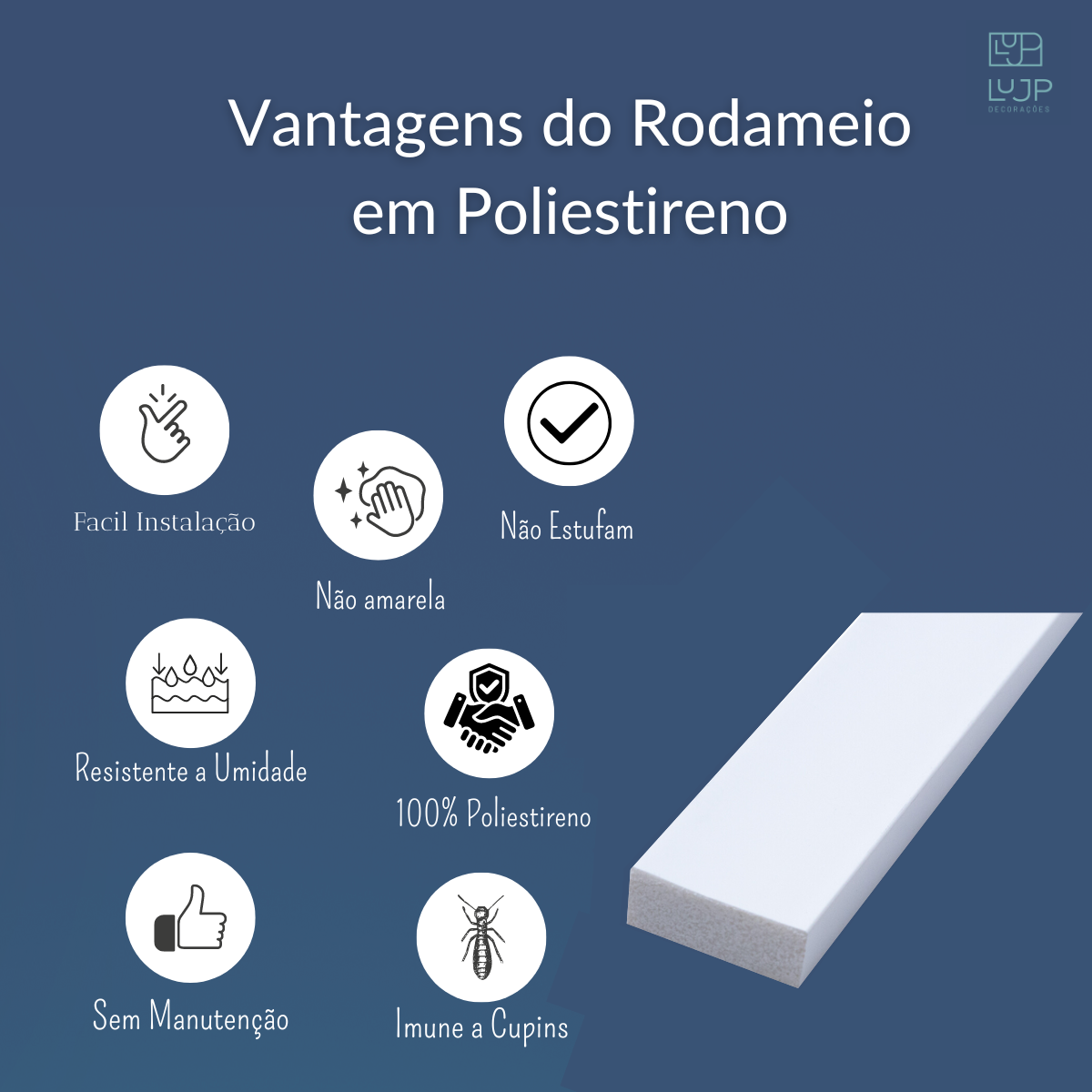 Rodameio Boiserie Revestimento Acabamento Moldura Durável Lavável 2,40m Impermeavel Branco - 3