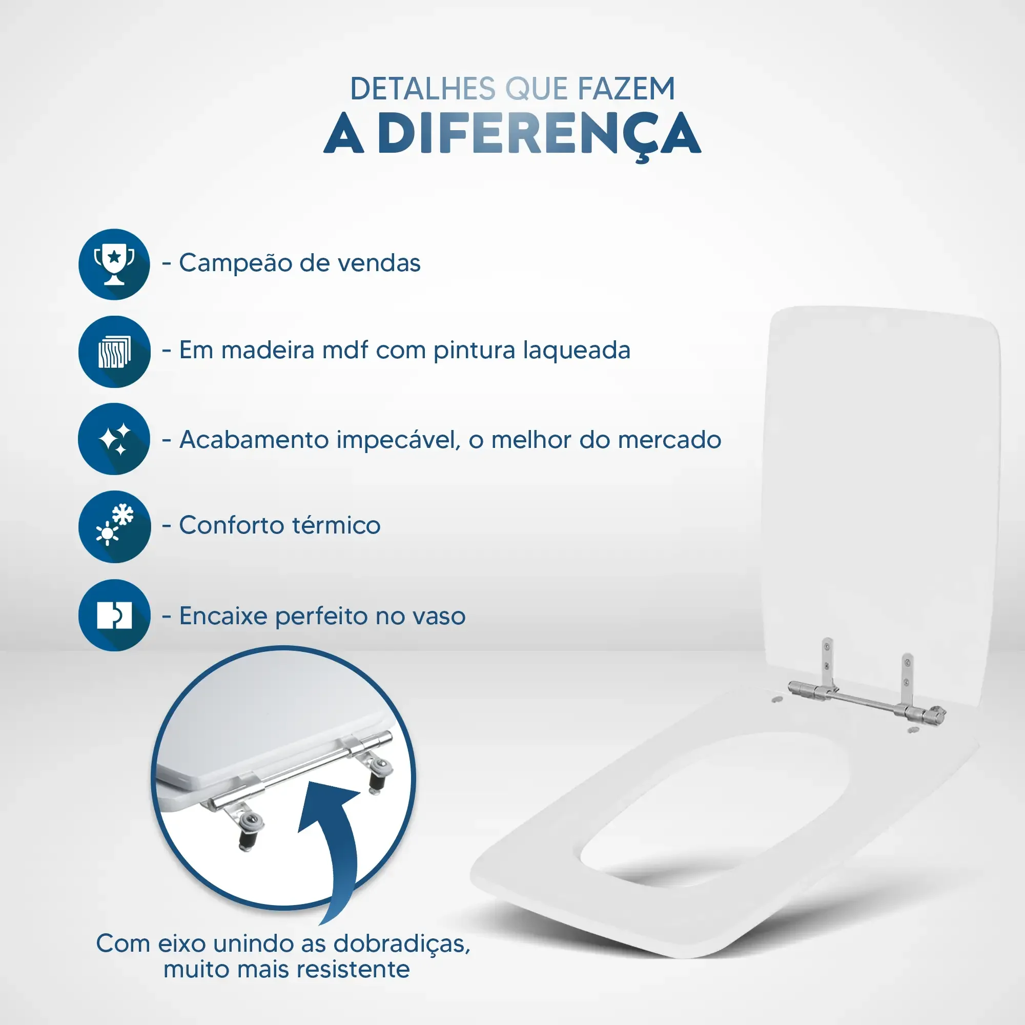 Tampa de Vaso em MDF Vila Rica Cinza Escuro para bacia Icasa - 3