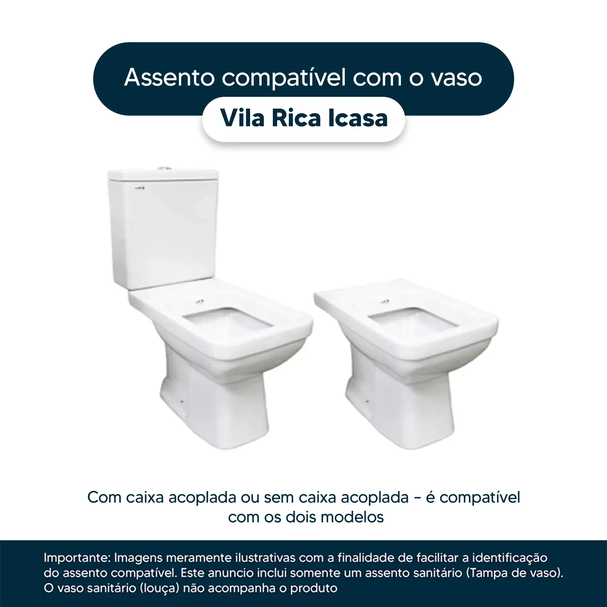 Assento Sanitário Poliéster Vila Rica Cinza Escuro para vaso Icasa - 4