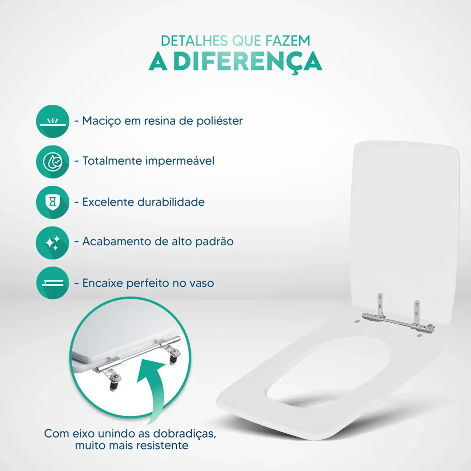 Assento Sanitário Poliéster Vila Rica Cinza Escuro para vaso Icasa - 3