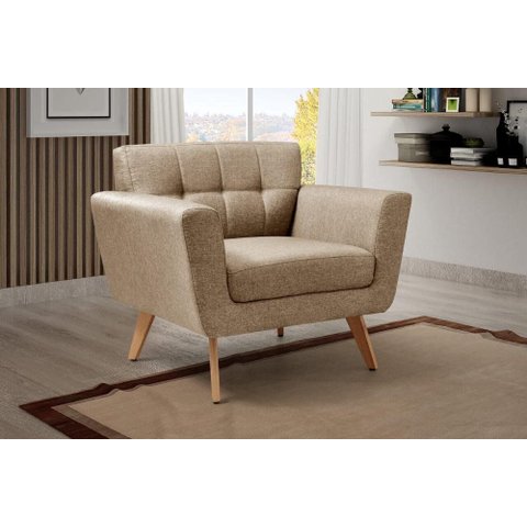 Poltrona Decorativa Bruna Living Sala Quarto Recepção - Linho Marrom 150