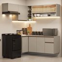 Ver imagem 1 de Armário de Cozinha Completa de Canto Suspensa 325 cm Crema Nice Madesa 02