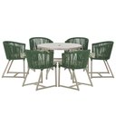 Ver imagem 1 de Mesa com 6 Cadeiras de Jantar Roma 120cm e Noronha em Alumínio Fendi Corda Náutica Estofado 5 Trama