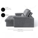 Ver imagem 5 de Sofá com Chaise Ravena 3 Lugares Retrátil e Reclinável 180cm Grafite