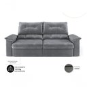 Ver imagem 4 de Sofá com Chaise Ravena 3 Lugares Retrátil e Reclinável 180cm Grafite