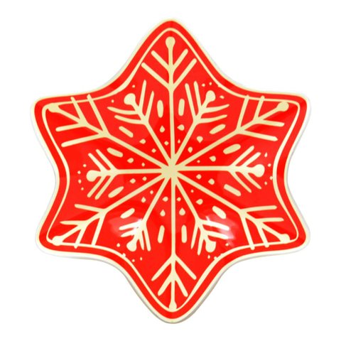 Petisqueira de Vidro Vermelha Floco de Neve em Cada Detalhe