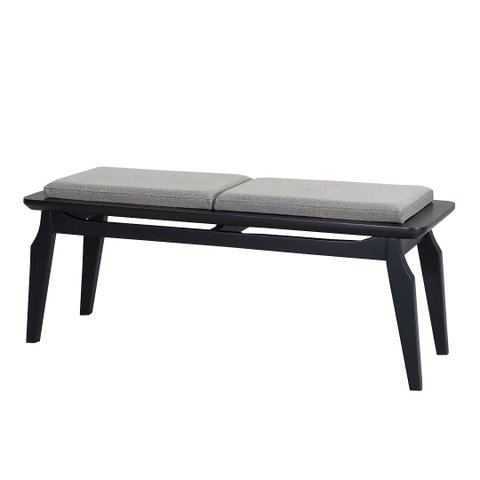 Banco Vintage Nacional Móveis 110 Cm (largura) Madeira Tauari Ébano Tecido Nevoeiro Cor Cinza
