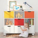 Ver imagem 2 de Nicho Estante Quarto Infantil 3 Gavetas com Rodízios - Nicho c/6 Gav Branca Colorida