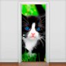 Adesivo Para Porta Animais Gatinho Com Olho Azul- 63X210Cm - 1