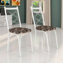 Ver imagem 2 de Kit 4 Cadeiras de Cozinha Delaware Estampado Mosaico Palha Pés de Ferro Branco - Pallazio