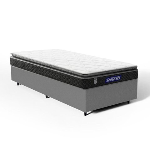 Cama Box com Colchão Gazin de Espuma D28 Pillow Top Ortoblack Solteiro 88cm