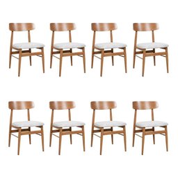 Kit 8 Cadeiras de Jantar Delta Estrutura Aço Carbono Laminado Natural com Estofado Linho Cru - 1