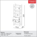 Ver imagem 3 de Estante Closet Organizador de Roupas com 4 Prateleiras e 2 Gavetas 100% MDF Dalla Costa