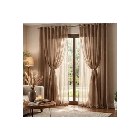 Cortina Sala Renda c/ Forro 3,50 Larg X 2,20 Alt Marrom