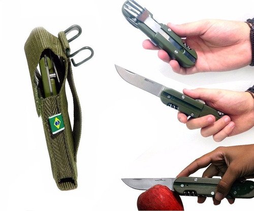 Canivete Multi Funções Conjunto Talheres Garfo Faca Colher NTK - 3
