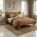 Ver imagem 1 de Cama de Casal Madeira Maciça Rubi Cor Nogueira com Colchão