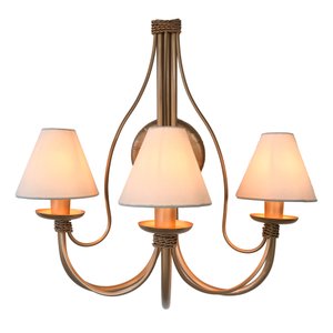 Luminária Artesanal de Ferro Com Cúpulas de Algodão e Dourada Libertas Rosas Artesanato Arandela Cec