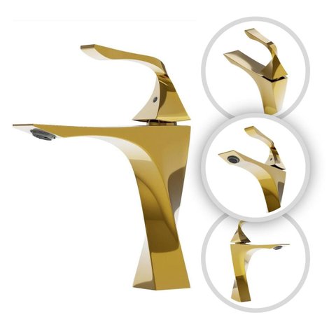 Torneira Banheiro Dourada Luxo Paris Monocomando 100% Metal Premium Goldenx