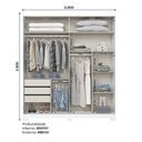 Ver imagem 3 de Guarda Roupa Verg 2 Portas de Correr com Espelho Gavetas MDP Branco Móveis Henn 200cm
