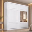 Ver imagem 1 de Guarda Roupa Verg 2 Portas de Correr com Espelho Gavetas MDP Branco Móveis Henn 200cm