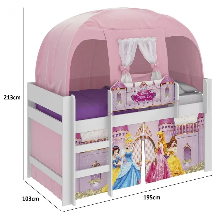 Ver imagem 3 de Cama Alta Infantil com Barraca Princesas Disney Play 