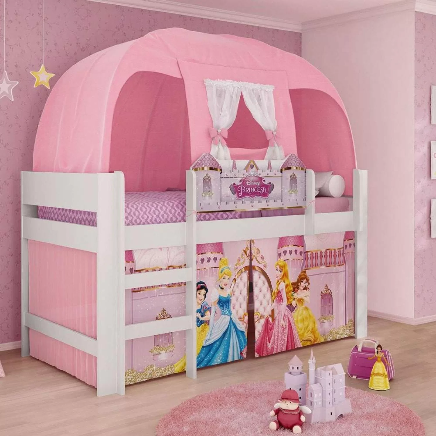 Ver imagem 1 de Cama Alta Infantil com Barraca Princesas Disney Play 