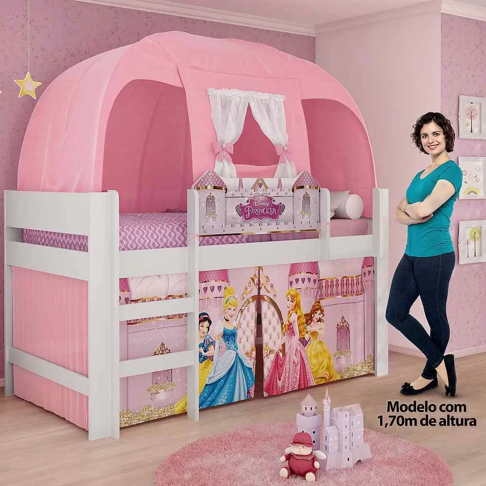 Ver imagem 4 de Cama Alta Infantil com Barraca Princesas Disney Play 