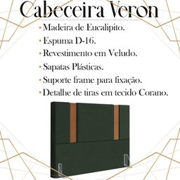 Cabeceira Queen 158 cm Veron Veludo Verde Soon - 3