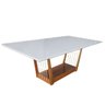 Sala de Jantar Olivia (base+tampo) 2,20x1,10, com 8 Cadeiras Olivia Verniz Nogueira, Corino Branco - - 2