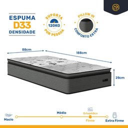Colchão Solteiro D33 com Pillow Top Umaflex Resistence 88x188x29cm - 5