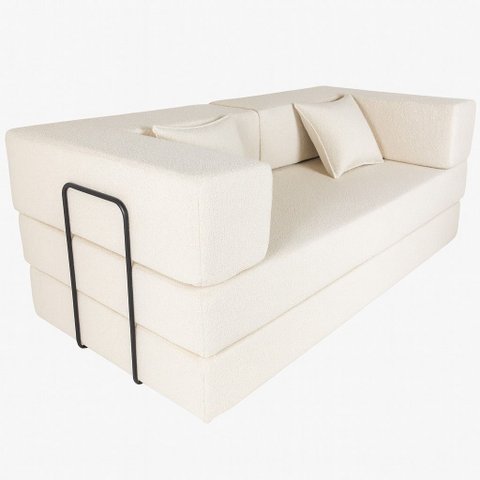 Sofa Cama 2 Lugares Virginia 185cm Boucle Sofa na Caixa Bege