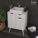 Ver imagem 2 de Gabinete Banheiro 60cm 2 Portas e 1 gaveta Retrô Multimóveis CR10118 Branco