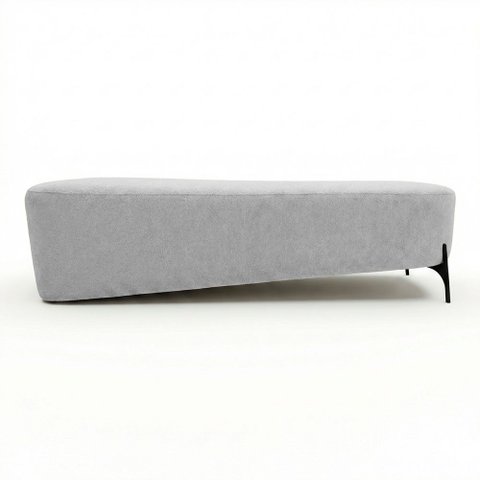 Puff Recamier Decorativo Orgânico Lavie 140cm Premium Chenille Bouclê Prata - Abmaza