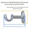 Kit Suporte Cortina Varão 28mm Metal Resistente Branco, Preto, Cromado, Aço Escovado 3 Peças Decorib - 2