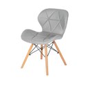 Ver imagem 2 de Cadeira Charles Eames Eiffel Slim Cinza Estofada Decoração Escritório Sala Estar Mesa Jantar