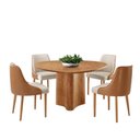 Ver imagem 1 de Sala de Jantar Mesa Selene 135cm Madeira Tampo Laminado Linho Off/ Star Caramelo/ Imbuia Nat.