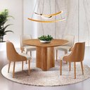 Ver imagem 2 de Sala de Jantar Mesa Selene 135cm Madeira Tampo Laminado Linho Off/ Star Caramelo/ Imbuia Nat.