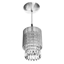 Pendente de Cupula Redondo ClearFio Cristal Acrílico Prata - 1