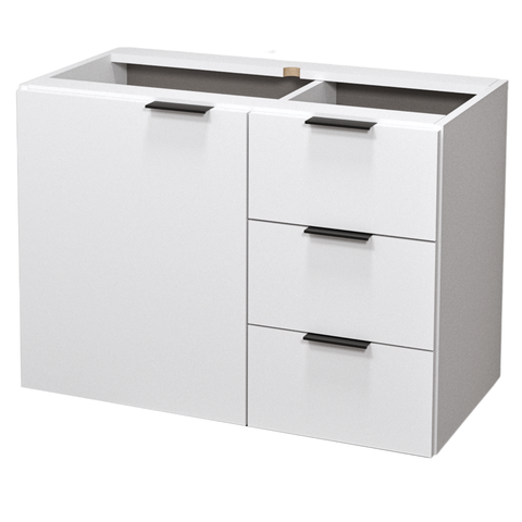 Gabinete Mdf Armário de Banheiro 60cm sem Tampo Gavetas Lado Direito Puxador Preto