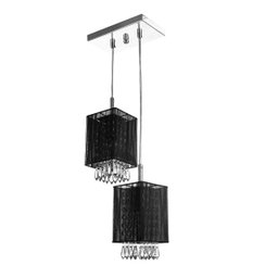 Lustre Sala Cganza Duplo Quadrado Cristal Acrílico Preto - 1