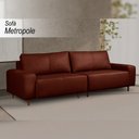Ver imagem 2 de Sofá Decorativo Sala de Estar Metropole 4 Lugares 260cm Bipartido Couro Conhaque - Mozzelar